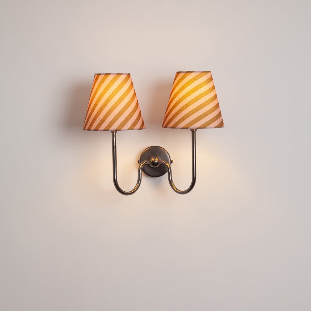 "Juno" Double Wall Light - Striped Linen