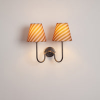 "Juno" Double Wall Light - Striped Linen