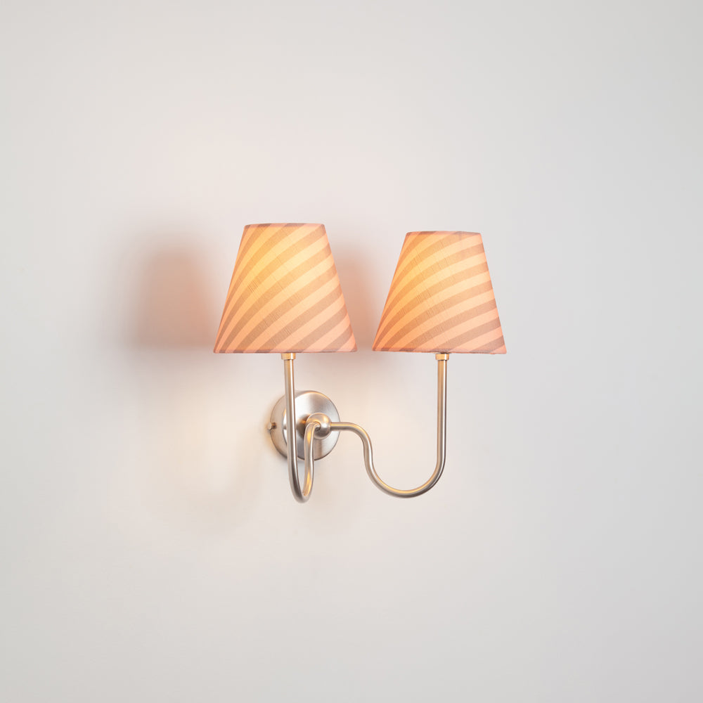 "Juno" Double Wall Light - Striped Linen