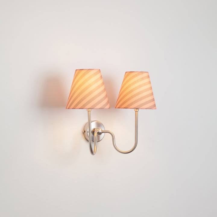 "Juno" Double Wall Light - Striped Linen