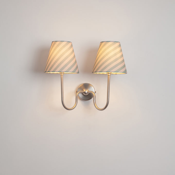 "Juno" Double Wall Light - Striped Linen