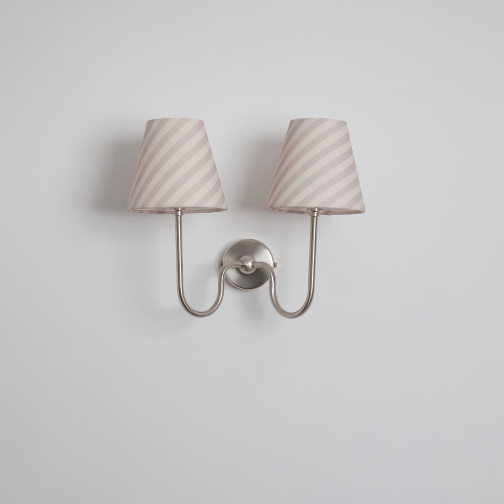 "Juno" Double Wall Light - Striped Linen