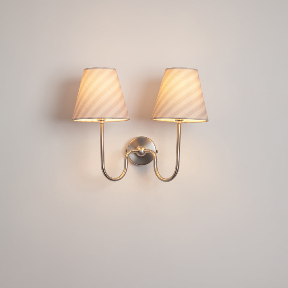 "Juno" Double Wall Light - Striped Linen