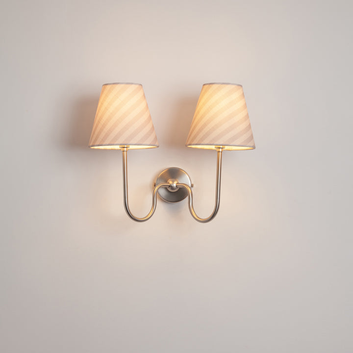"Juno" Double Wall Light - Striped Linen