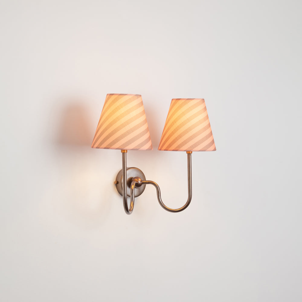 "Juno" Double Wall Light - Striped Linen