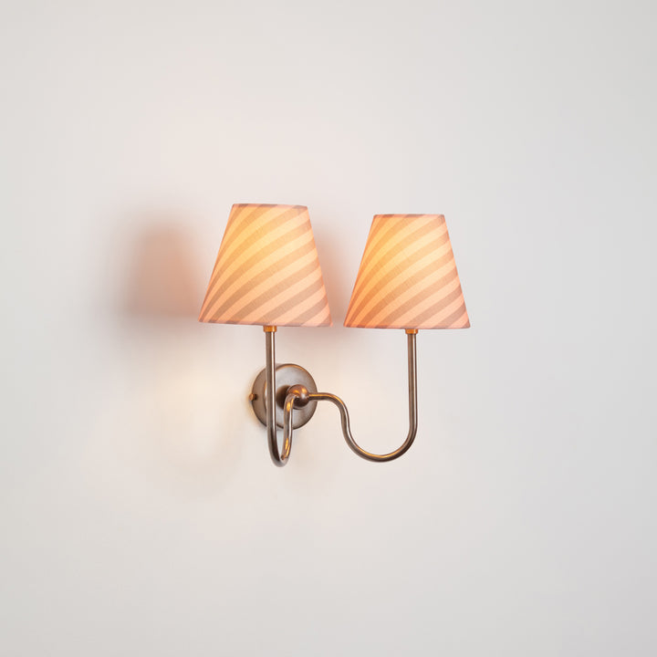 "Juno" Double Wall Light - Striped Linen