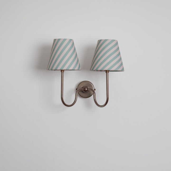 "Juno" Double Wall Light - Striped Linen