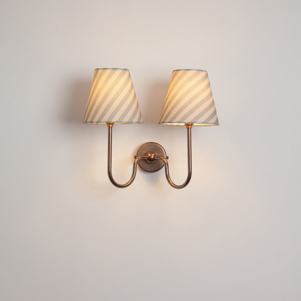 "Juno" Double Wall Light - Striped Linen