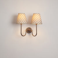 "Juno" Double Wall Light - Striped Linen