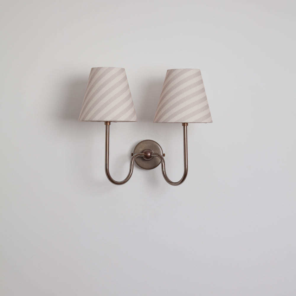"Juno" Double Wall Light - Striped Linen