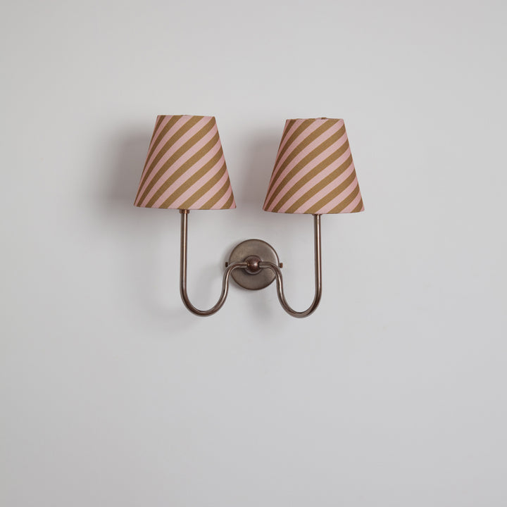 "Juno" Double Wall Light - Striped Linen