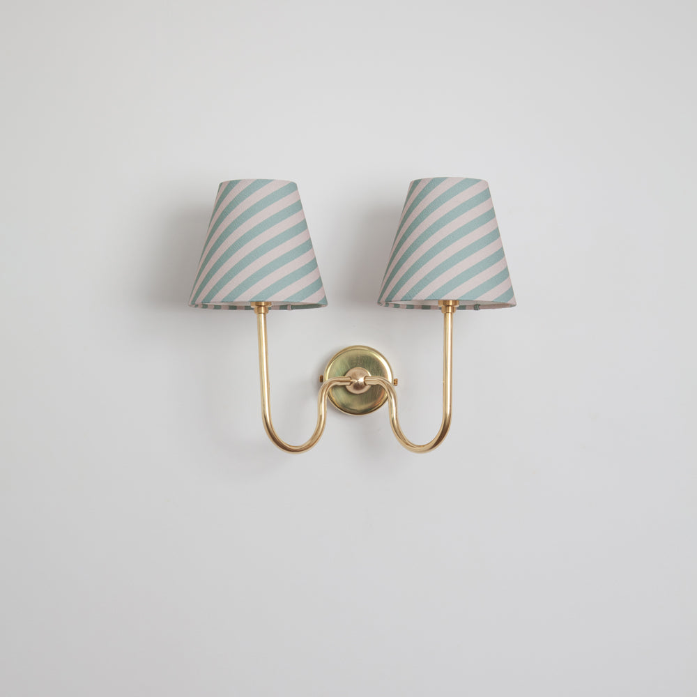 "Juno" Double Wall Light - Striped Linen
