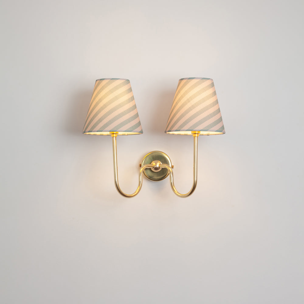 "Juno" Double Wall Light - Striped Linen