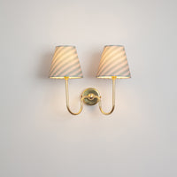 "Juno" Double Wall Light - Striped Linen