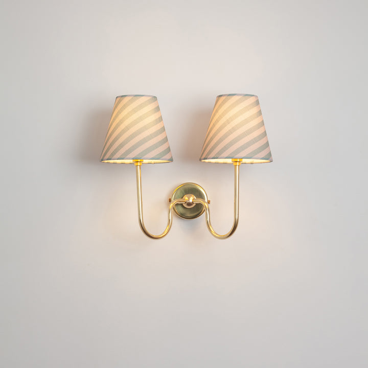 "Juno" Double Wall Light - Striped Linen