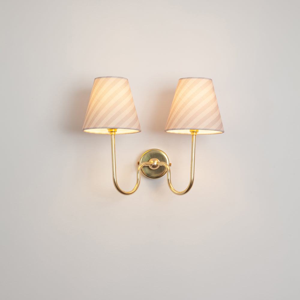 "Juno" Double Wall Light - Striped Linen