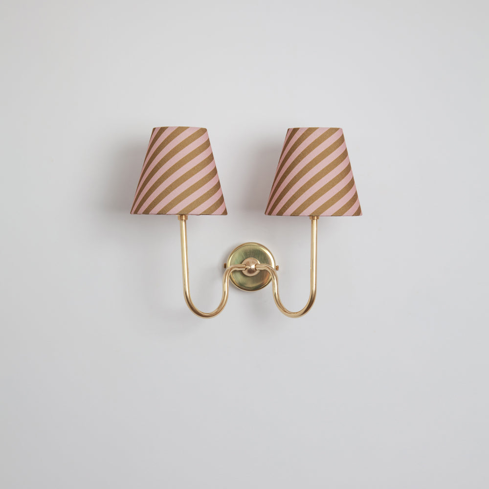 "Juno" Double Wall Light - Striped Linen