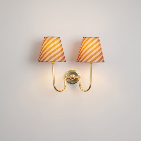 "Juno" Double Wall Light - Striped Linen