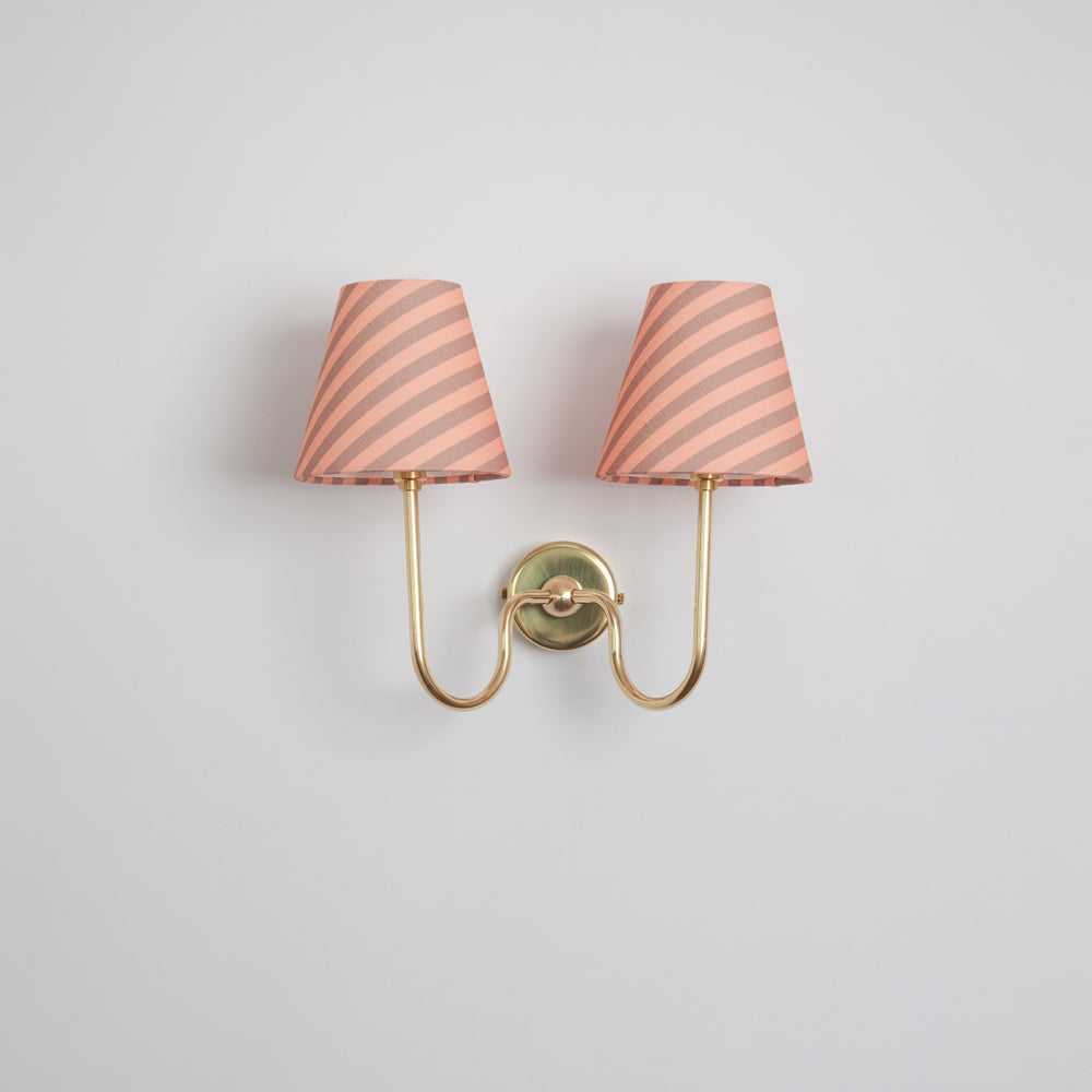"Juno" Double Wall Light - Striped Linen