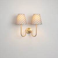 "Juno" Double Wall Light - Striped Linen