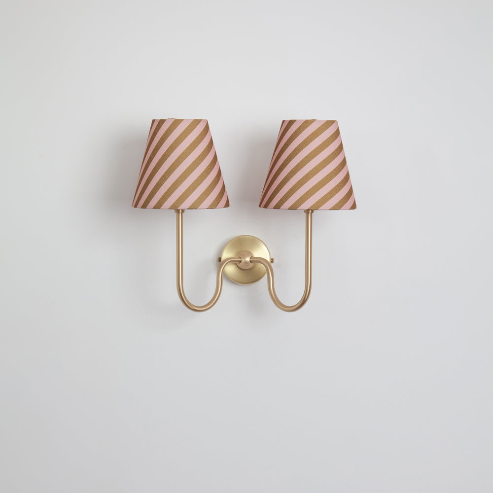 "Juno" Double Wall Light - Striped Linen