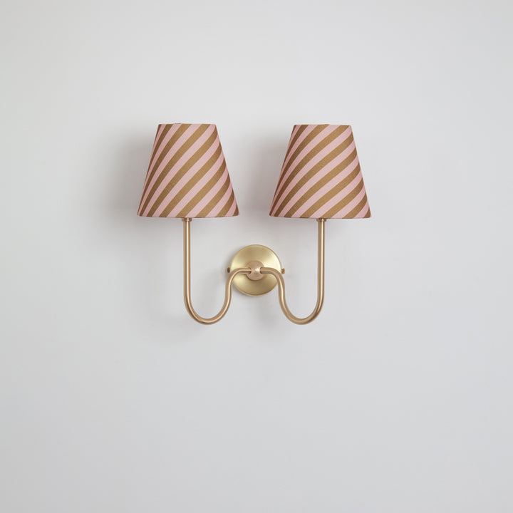"Juno" Double Wall Light - Striped Linen