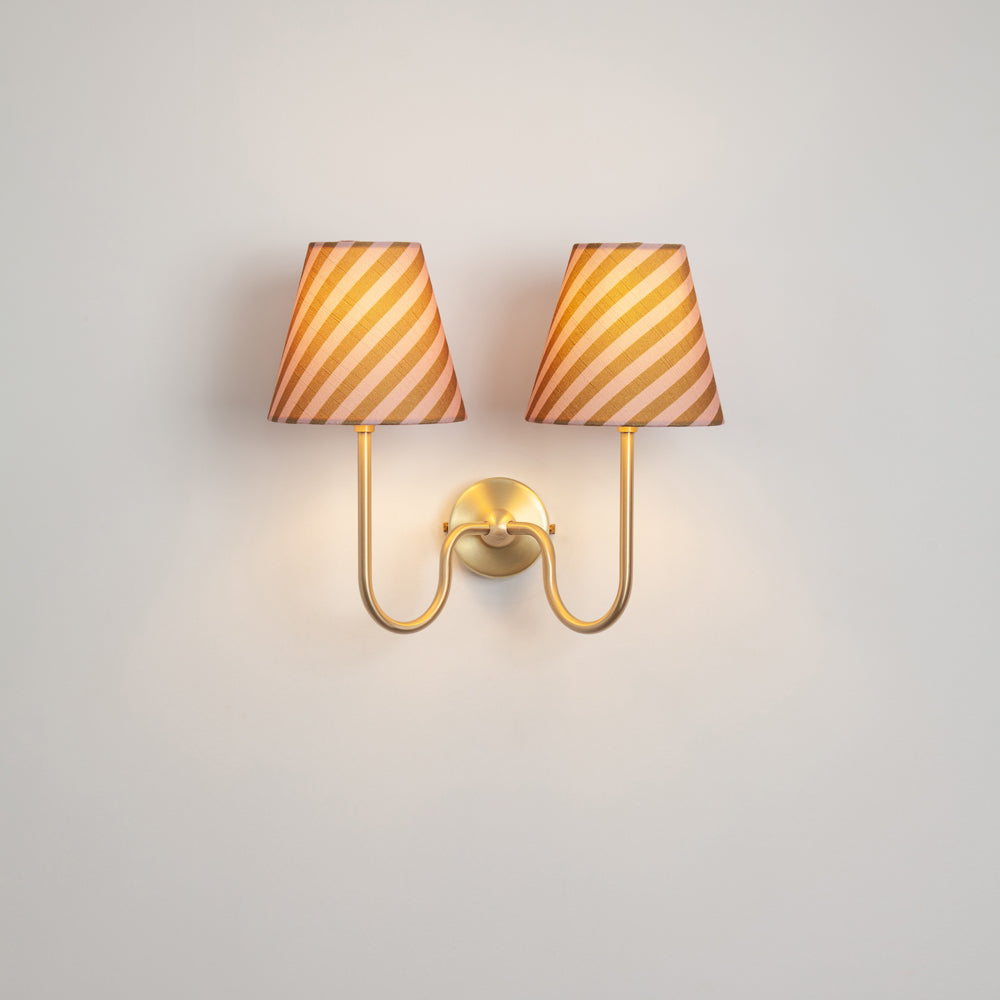"Juno" Double Wall Light - Striped Linen
