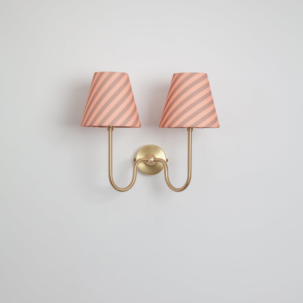 "Juno" Double Wall Light - Striped Linen