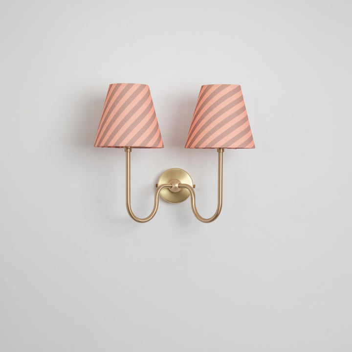 "Juno" Double Wall Light - Striped Linen