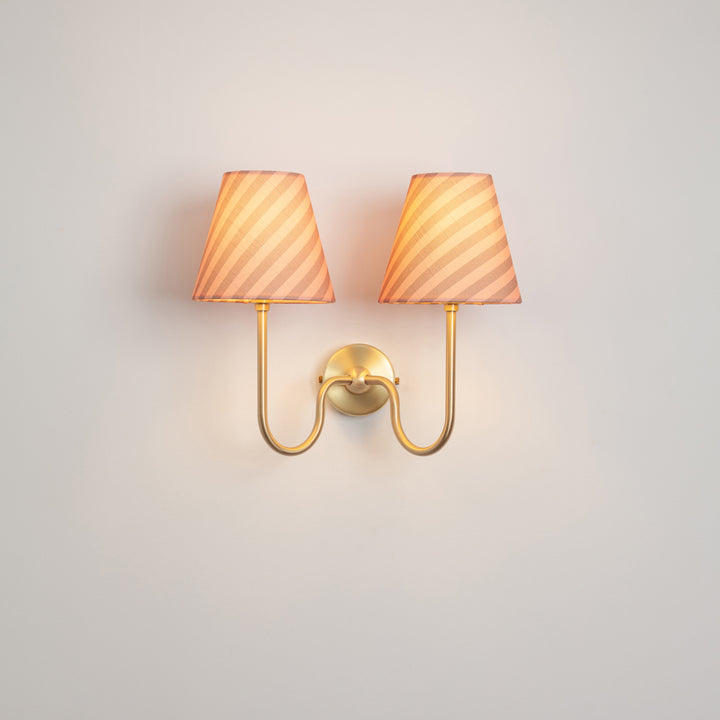 "Juno" Double Wall Light - Striped Linen