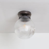 Clear Reeded Glass Globe Ceiling Light