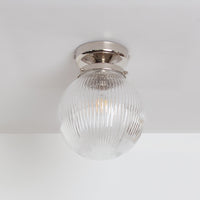 Clear Reeded Glass Globe Ceiling Light