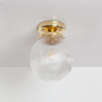 Clear Reeded Glass Globe Ceiling Light