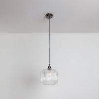 Small Clear Reeded Glass Pendant Light