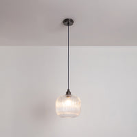 Small Clear Reeded Glass Pendant Light