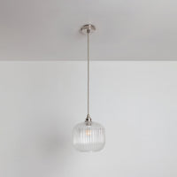 Small Clear Reeded Glass Pendant Light
