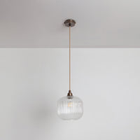 Small Clear Reeded Glass Pendant Light