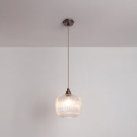 Small Clear Reeded Glass Pendant Light