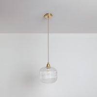 Small Clear Reeded Glass Pendant Light