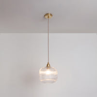 Small Clear Reeded Glass Pendant Light
