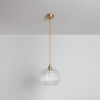 Small Clear Reeded Glass Pendant Light