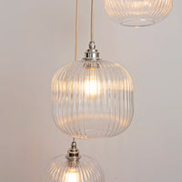 Small Clear Reeded Triple Drop Pendant