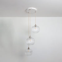 Small Clear Reeded Triple Drop Pendant