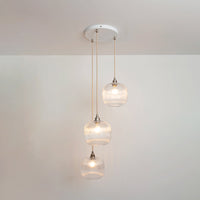 Small Clear Reeded Triple Drop Pendant