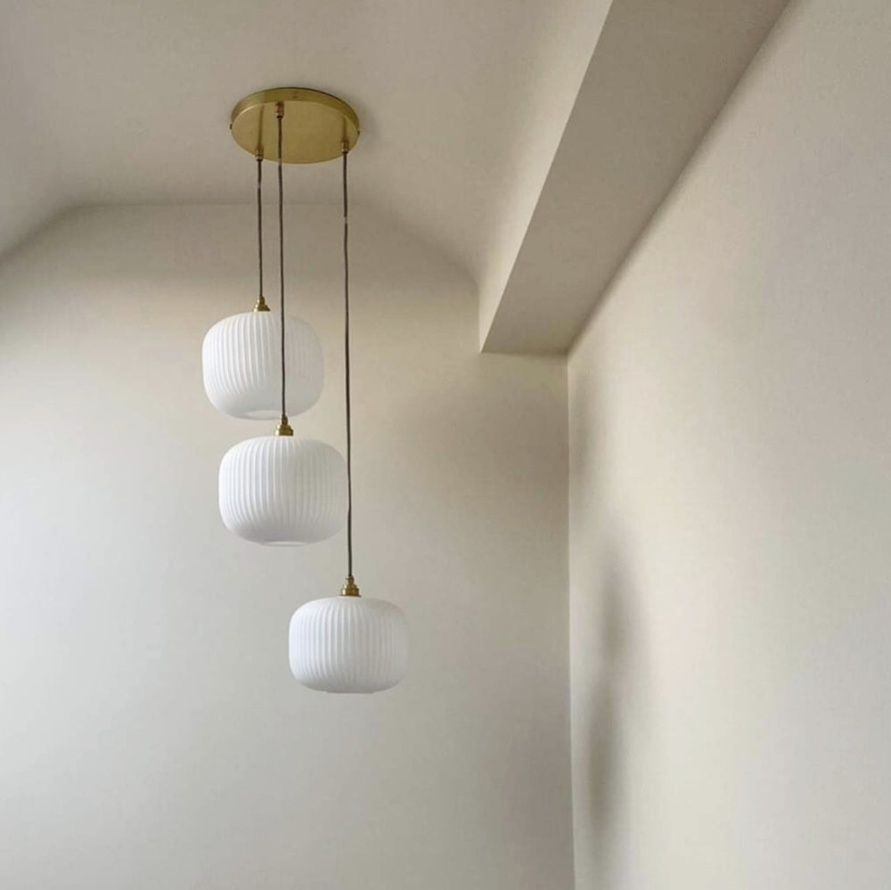 Small Opal Reeded Triple Drop Pendant