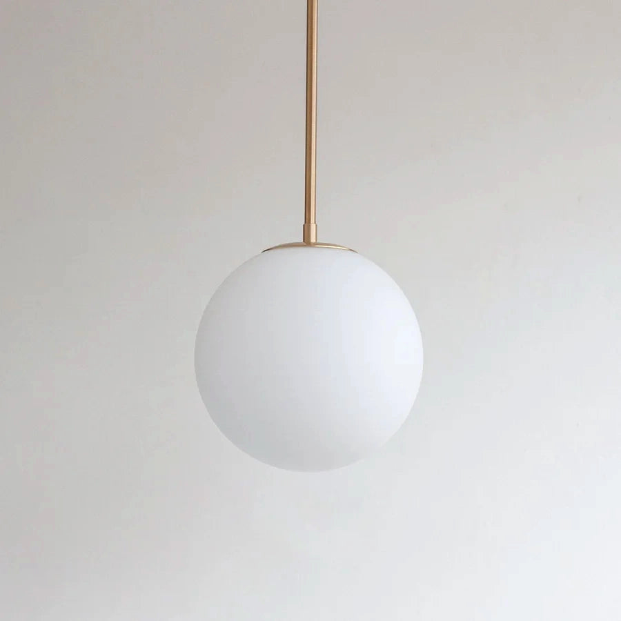 Large Matt Opal Globe Stemmed Pendant
