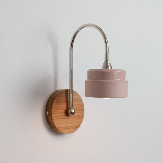"Bex" Arch Stemmed Wall light - Ceramic and Hardwood