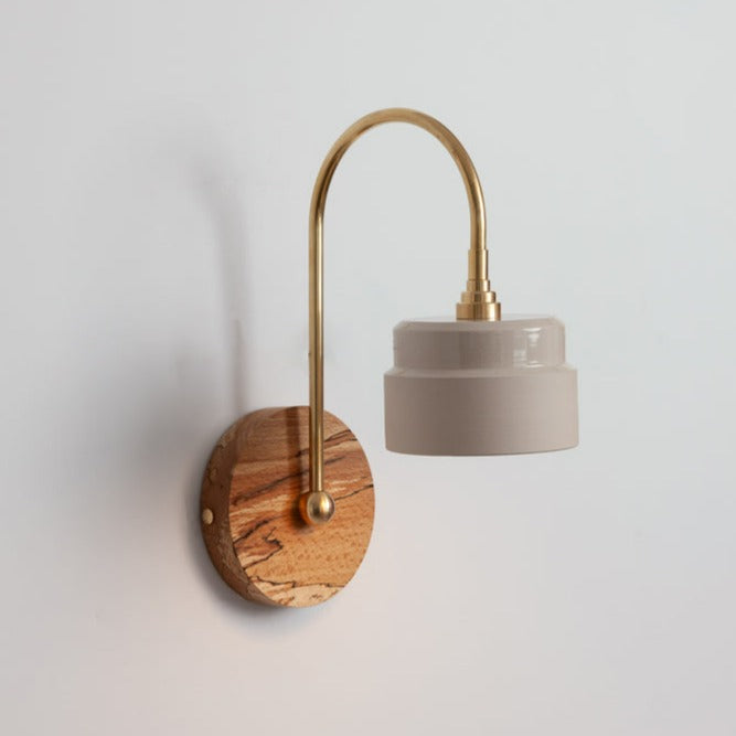 "Bex" Arch Stemmed Wall light - Ceramic and Hardwood