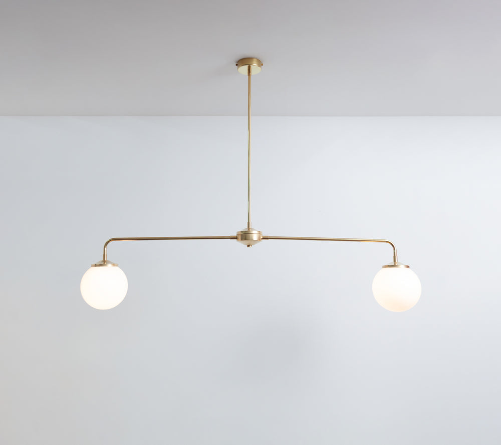 "Diner" T-Bar Opal Glass Chandelier