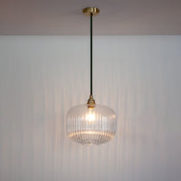Clear Reeded Glass Pendant Light